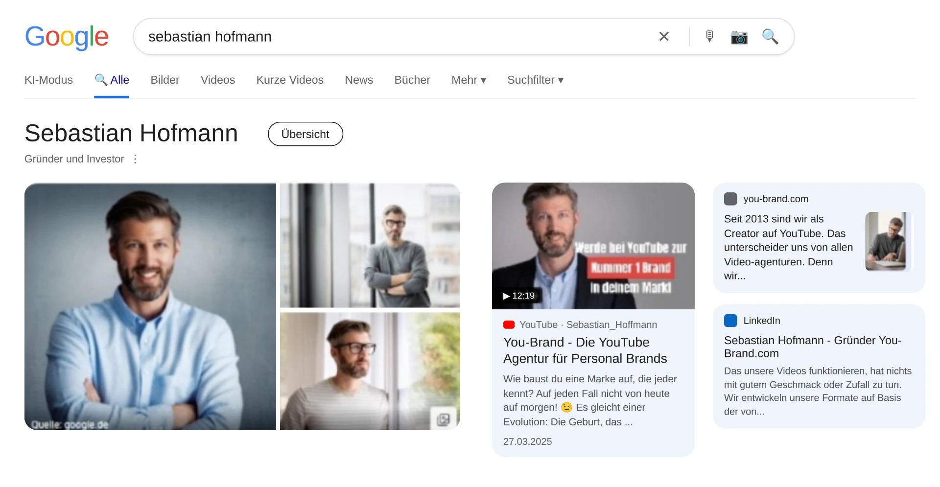 Beispiel eines Google Knowledge Panels, das Brendit für Sie aufbauen kann
